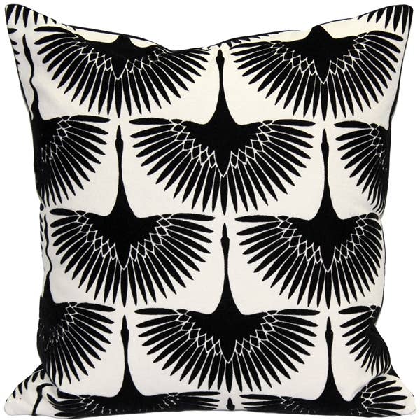Winter Flock Black and White 20" x 20" Throw Pillow