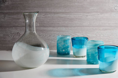 Handblown Glass Carafe - White Base