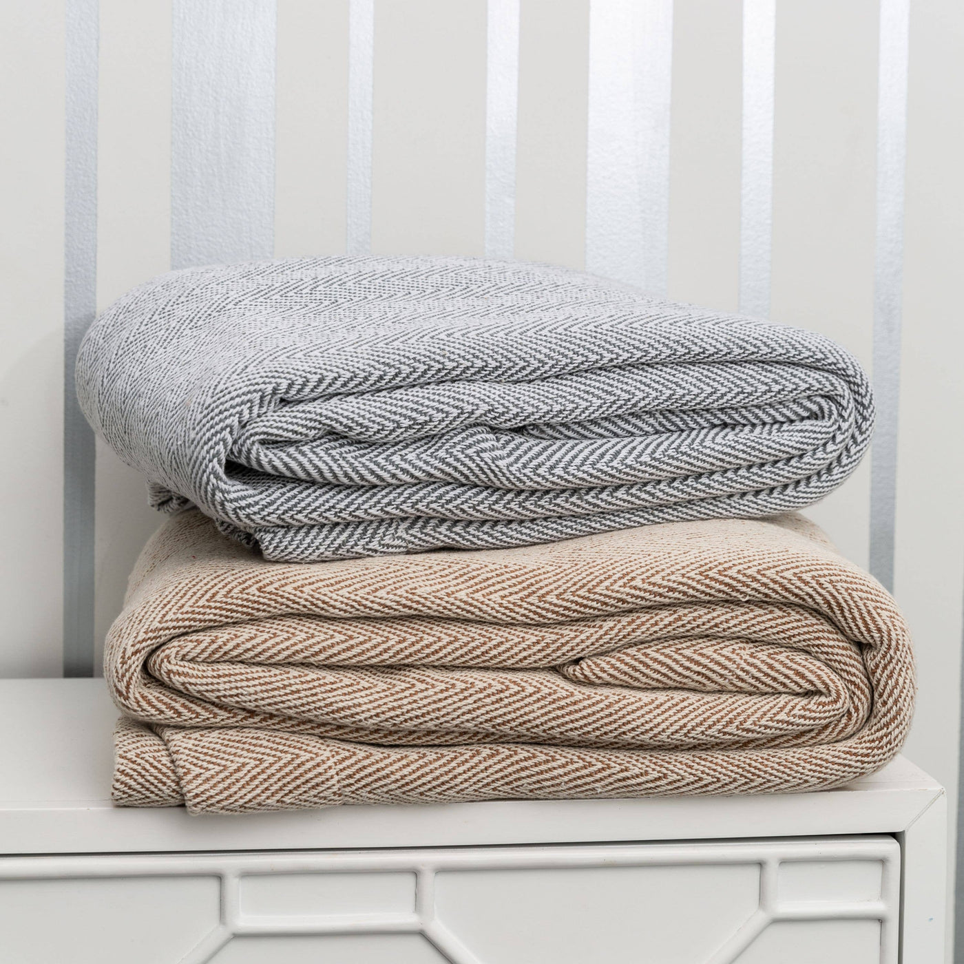 Fabstyles Herringbone Stripe 100% Cotton Blanket