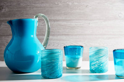Handblown Glass Pitcher - Aqua