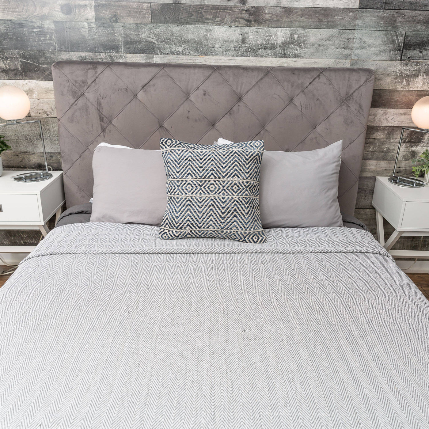 Fabstyles Herringbone Stripe 100% Cotton Blanket