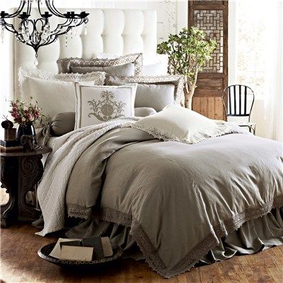 Flax Linen & Lace Duvet Cover