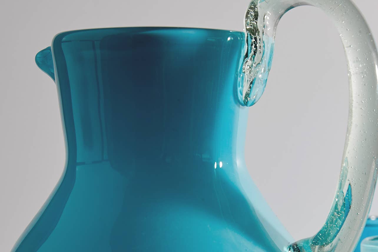 Handblown Glass Pitcher - Aqua