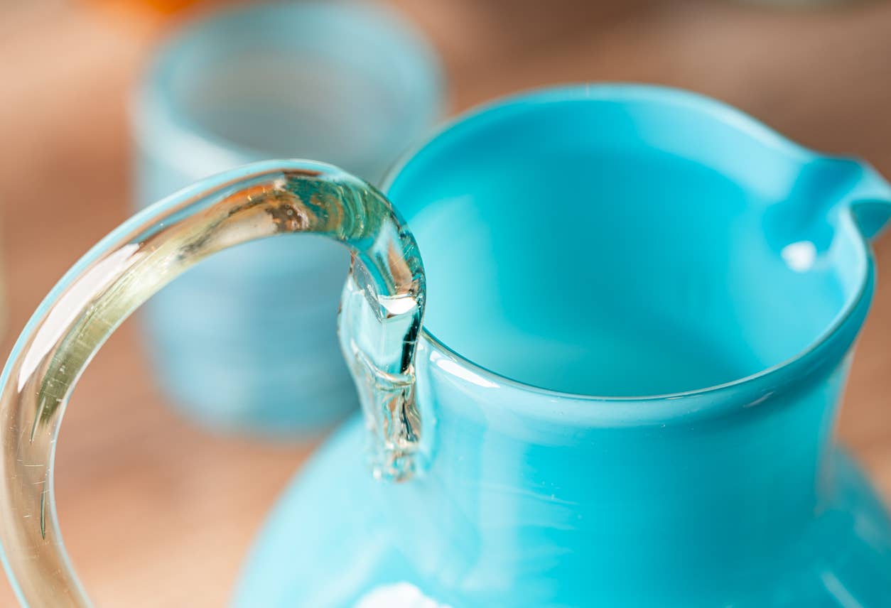 Handblown Glass Pitcher - Aqua